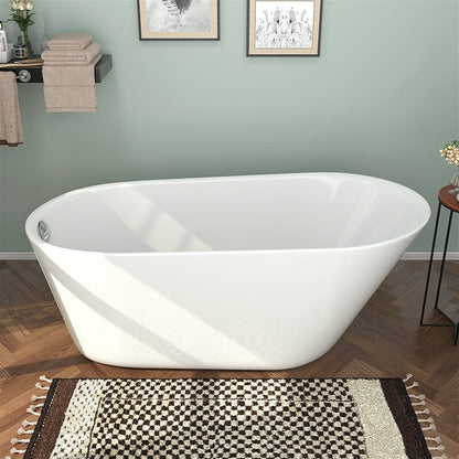 61" Acrylic Single Slipper Freestanding Soaking Bathtub Glossy White