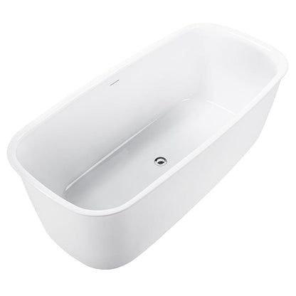 67'' Rounded Rectangle Acrylic Tub Double Ended Freestanding Soaking Bathtub