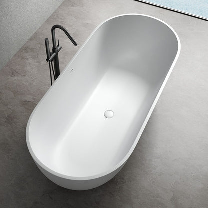 59'' Modern Bathtub Solid Surface Stone Resin Oval-shaped Freestanding Soaking Tub