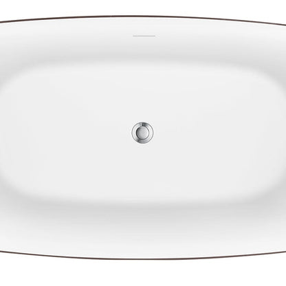 59'' Oval Acrylic Freestanding Soaking Bathtub Brown