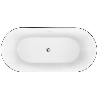 59' Oval Acrylic Bathtub Double Ended Freestanding Soaking Tub