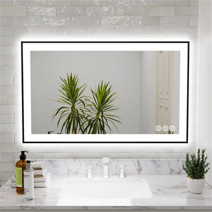 28"/32"/36"/40" LED Bathroom Mirror with Black Frame, Anti-Fog, Shatter-Proof, Memory, 3 Colors