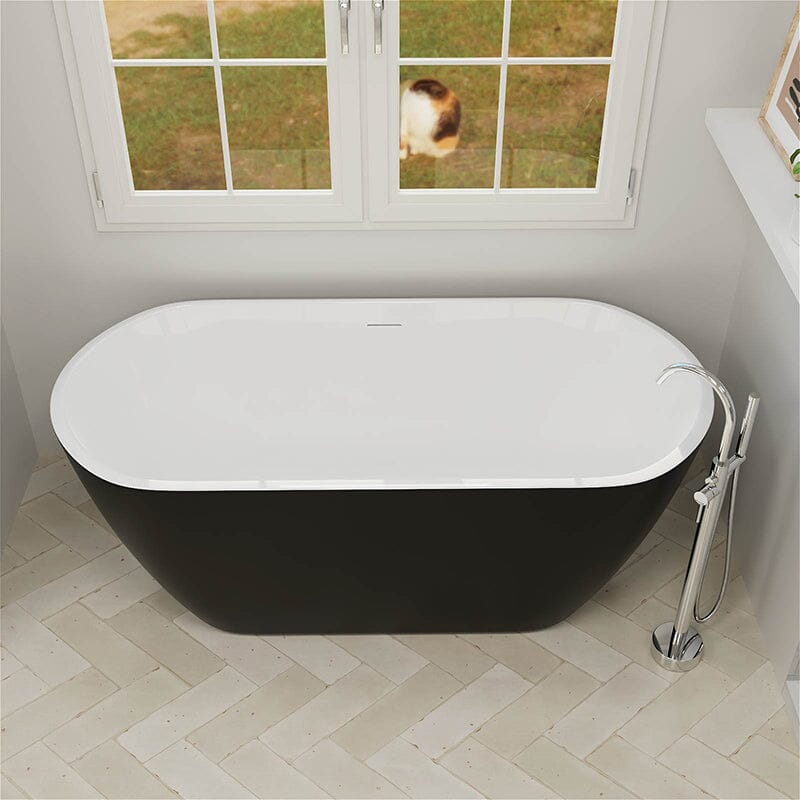 59'' Acrylic Freestanding Flatbottom Bathtub Seamless Soaking Stand Alone Tub