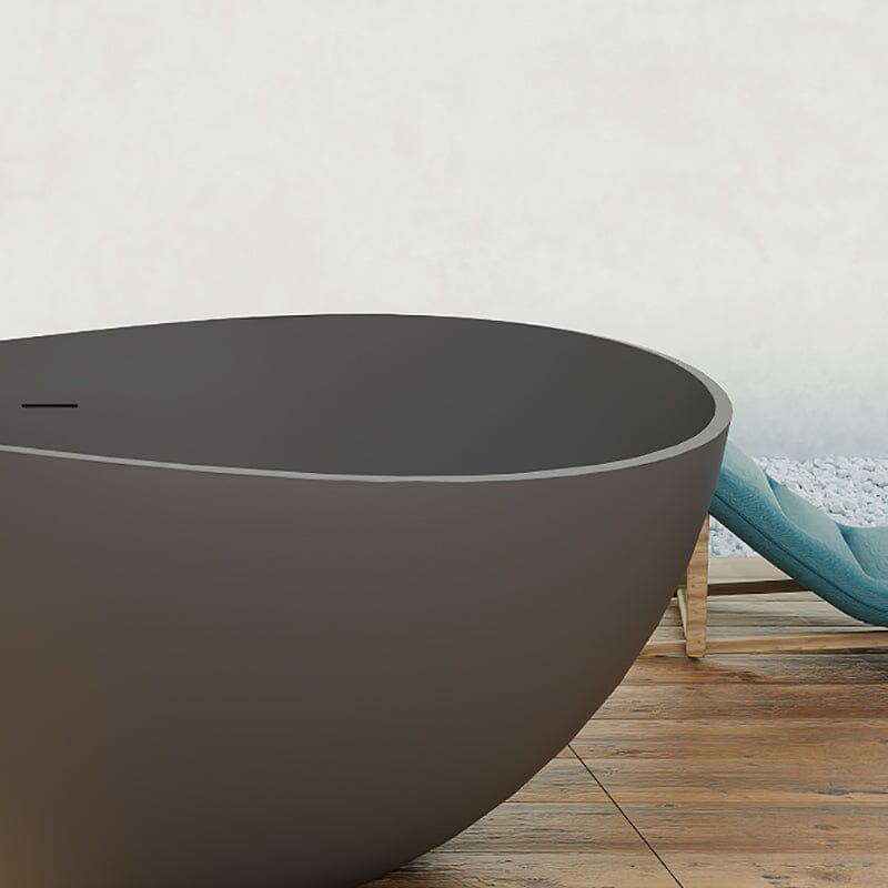 63'' Solid Surface Stone Resin Wave Shaped Freestanding Soaking Bathtub