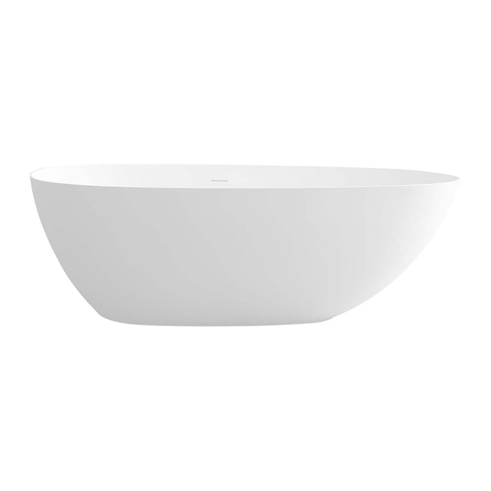 71'' Solid Surface Stone Resin Oval-shaped Freestanding Soaking Bathtub with Overflow