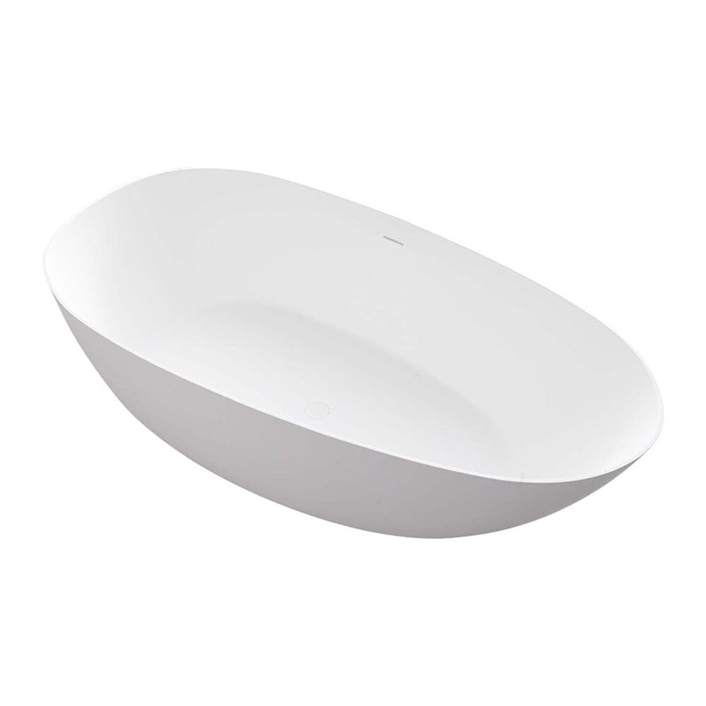 71'' Solid Surface Stone Resin Oval-shaped Freestanding Soaking Bathtub with Overflow