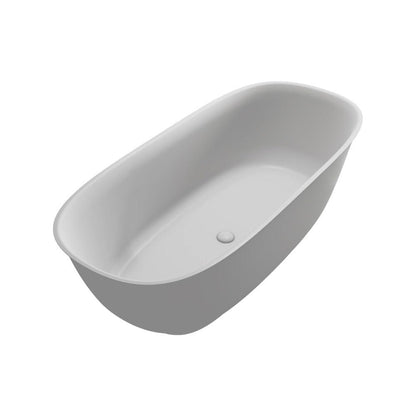 67'' Solid Surface Stone Resin Contemporary Design Freestanding Soaking Bathtub with Overflow