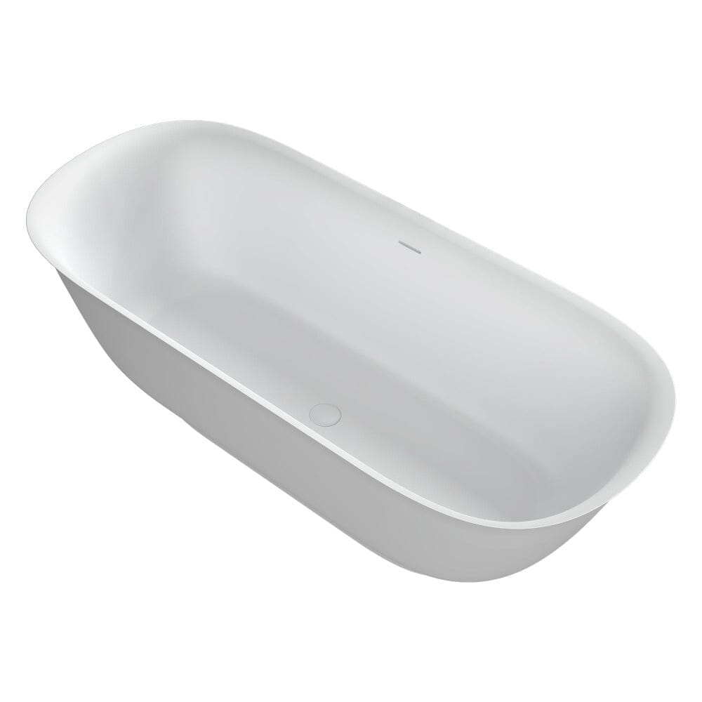 67'' Solid Surface Stone Resin Contemporary Design Freestanding Soaking Bathtub with Overflow