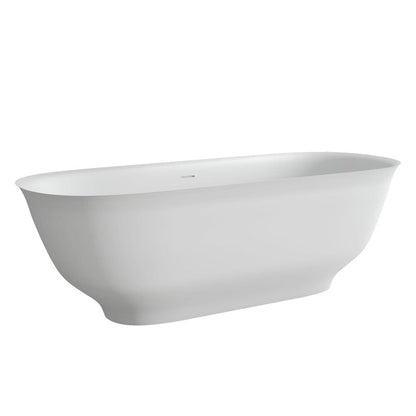 67'' Solid Surface Stone Resin Contemporary Design Freestanding Soaking Bathtub with Overflow