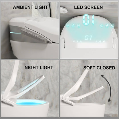 Smart Bidet Toilet with Remote Control, One Piece Tankless, Heated Seat, Elderly Mode and Child Mode