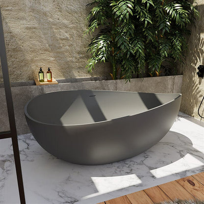 63'' Solid Surface Stone Resin Wave Shaped Freestanding Soaking Bathtub