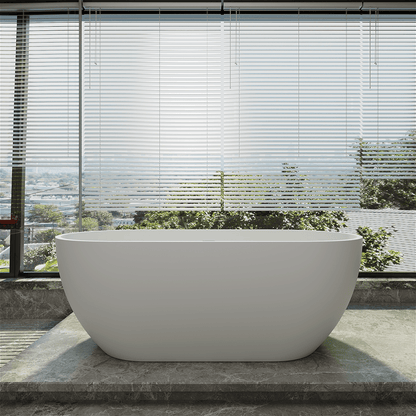 59'' Modern Bathtub Solid Surface Stone Resin Oval-shaped Freestanding Soaking Tub