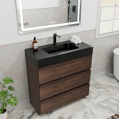 36 Inch Bathroom Vanity with Sink Floor Mounted Floating One-Piece Sink Cabinet