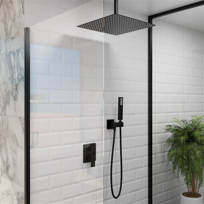 16" Ceiling Mount Square Shower Set with Head Shower & Hand Shower Combo Set