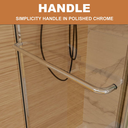 50-54"W x 72"H Shower Door Traditional Two-way Sliding with Handle