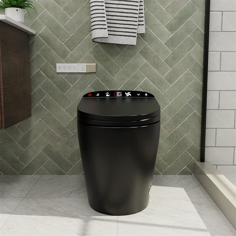 One-Piece Elongated Floor Smart Toilet with Remote Control and Automatic Cover