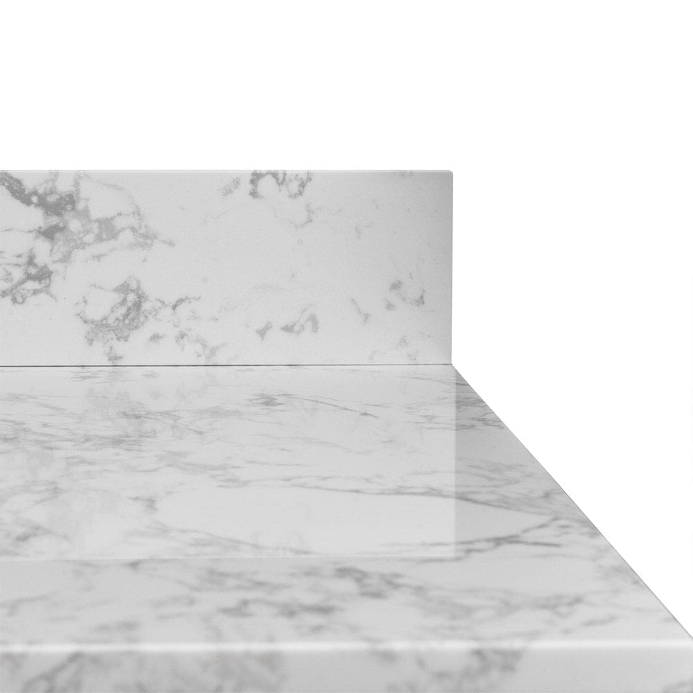 61" carrara white engineered stone vanity top backsplash