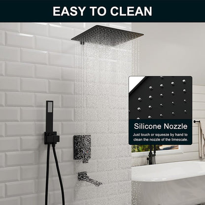 12" Square Shower Set with Hand Shower & Tub Spout Shower Combo Set