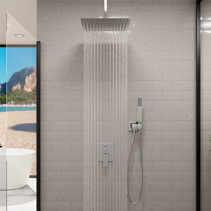 12" Ceiling Mounted Square Shower Systems with Head Shower & Hand Shower Combo Set