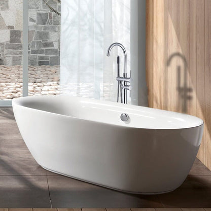 37'' Silver Retro Independent Freestanding Tub Filler Faucet