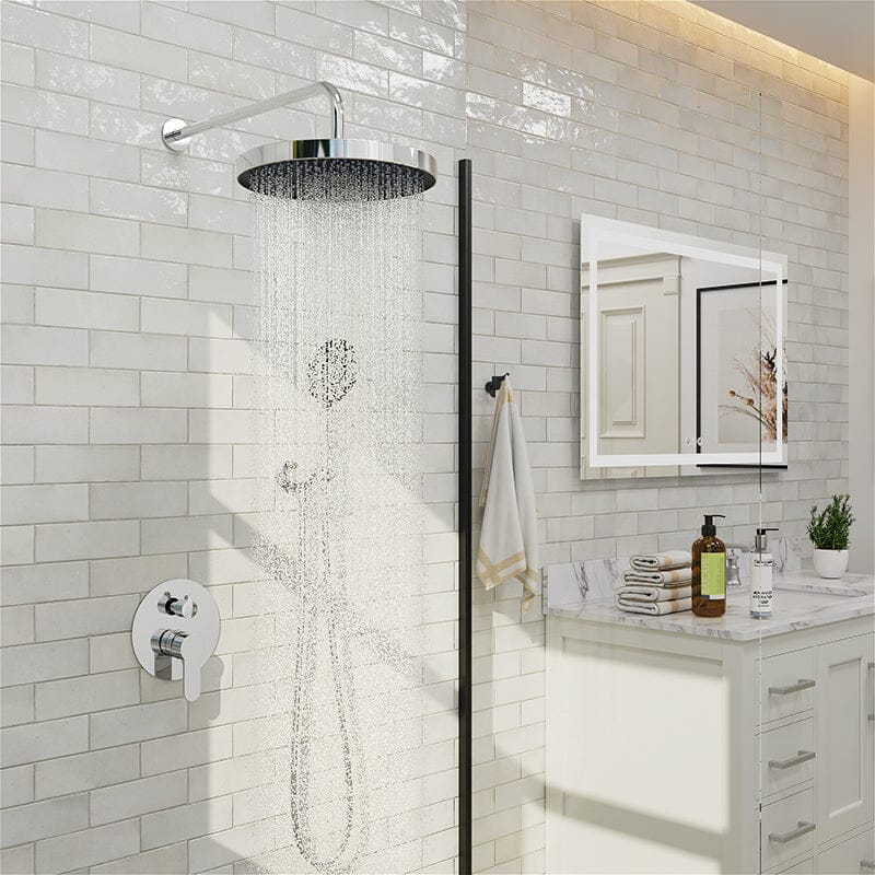 10" Wall Mount Round Shower Set with Head Shower & Hand Shower Combo Set