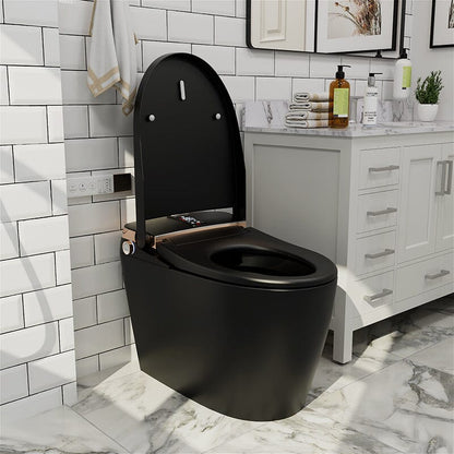 Elongated One-Piece Floor Mounted Smart Toilet with Remote Control and Automatic Cover