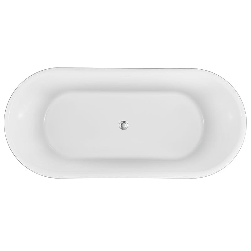 67'' Oval Acrylic Fluted Bathtub Double Ended Freestanding Soaking Tub