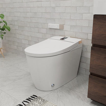 Elongated One-Piece Floor Mounted Smart Toilet with Remote Control and Automatic Cover