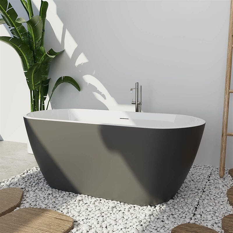 59'' Acrylic Freestanding Flatbottom Bathtub Seamless Soaking Stand Alone Tub