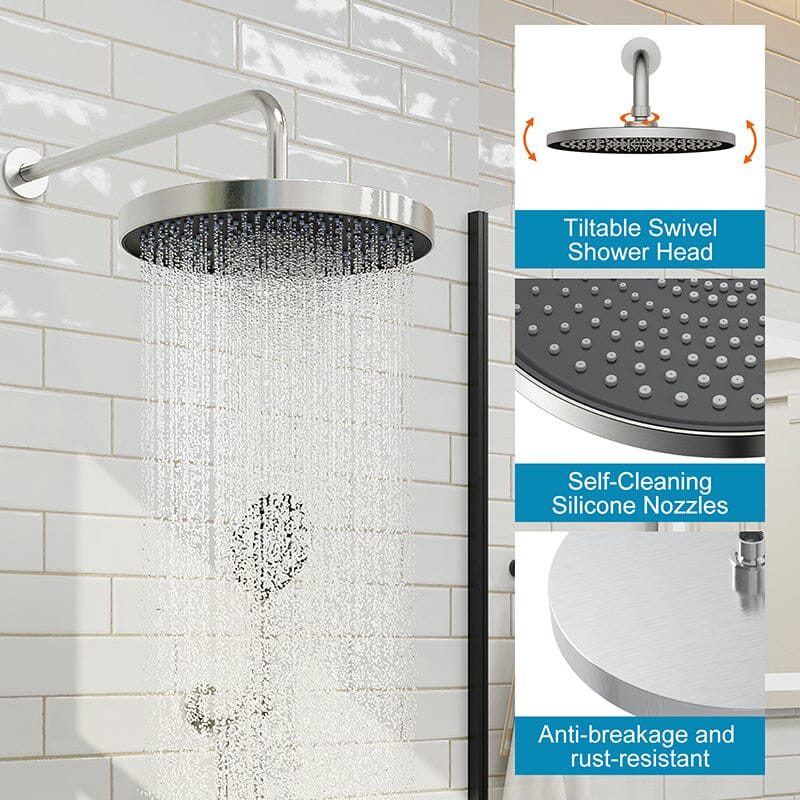 10" Wall Mount Round Shower Set with Head Shower & Hand Shower Combo Set