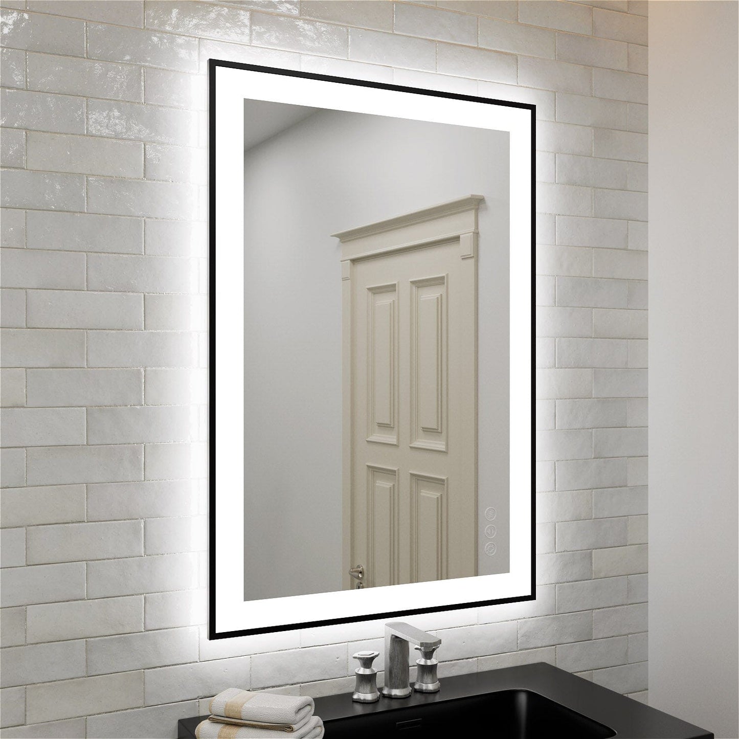 28"/32"/36"/40" LED Bathroom Mirror with Black Frame, Anti-Fog, Shatter-Proof, Memory, 3 Colors