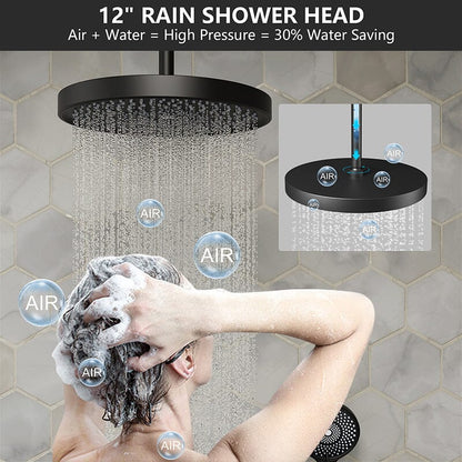 12" Ceiling Mount Round Shower Set with Head Shower & Hand Shower Combo Set