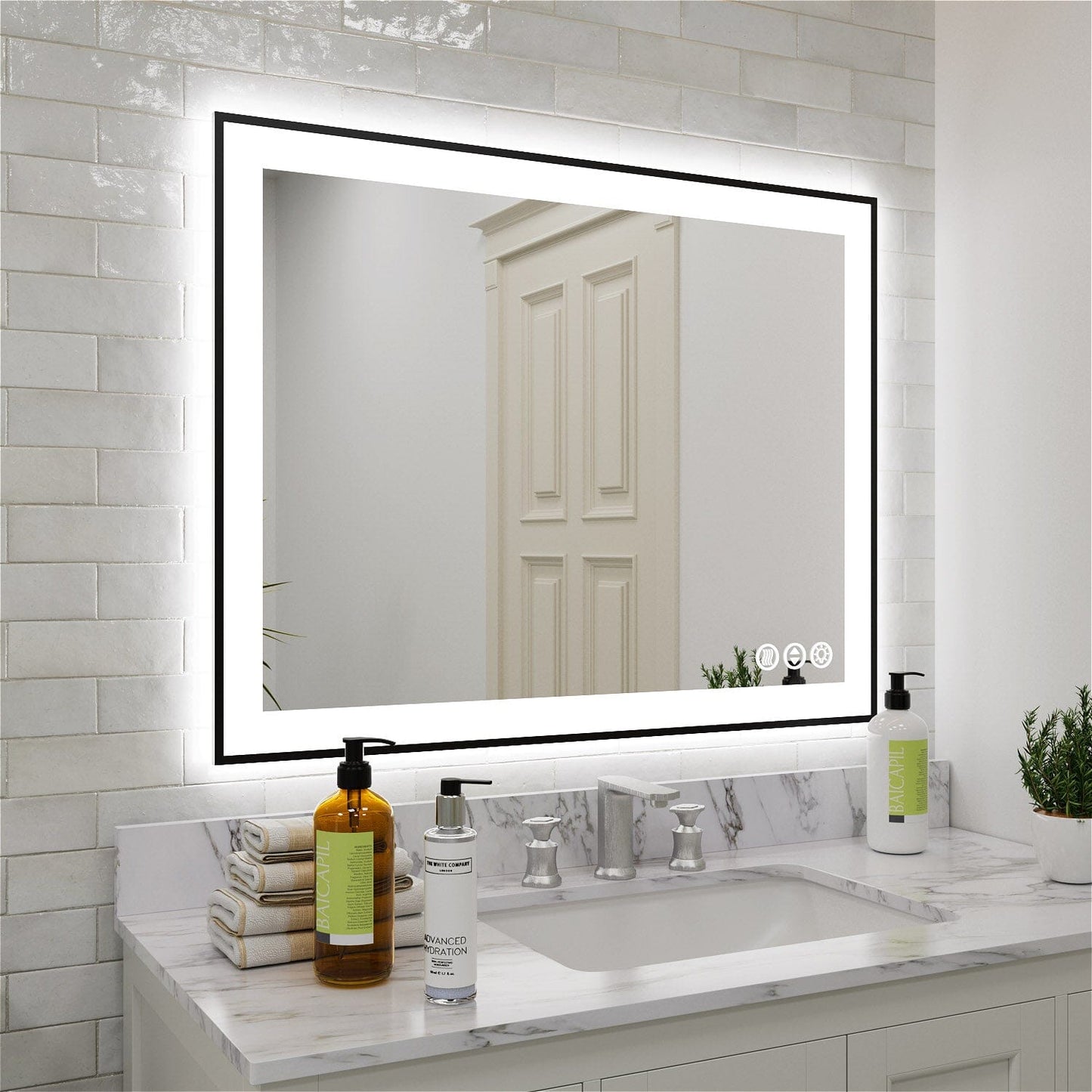 28"/32"/36"/40" LED Bathroom Mirror with Black Frame, Anti-Fog, Shatter-Proof, Memory, 3 Colors