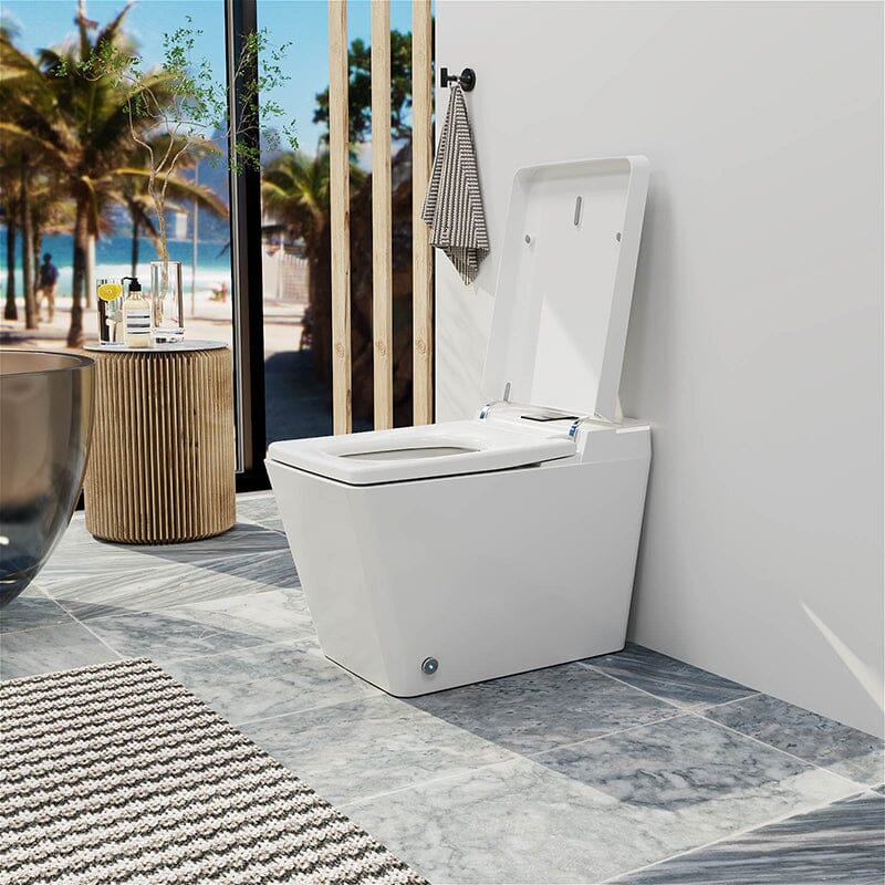 One-Piece Floor Mounted Square Smart Toilet with Remote Control and Automatic Cover