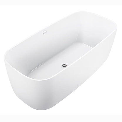 67" Acrylic Rounded Rectangle Freestanding Soaking Bathtub Double Ended