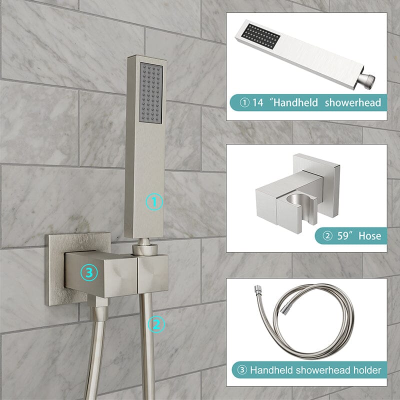 22'' Shower Set Dual Function Waterfall Rainfall Shower Head & Hand Shower