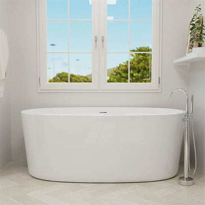 67" Acrylic Modern Bathtub Oval Shape Freestanding Soaking Tub