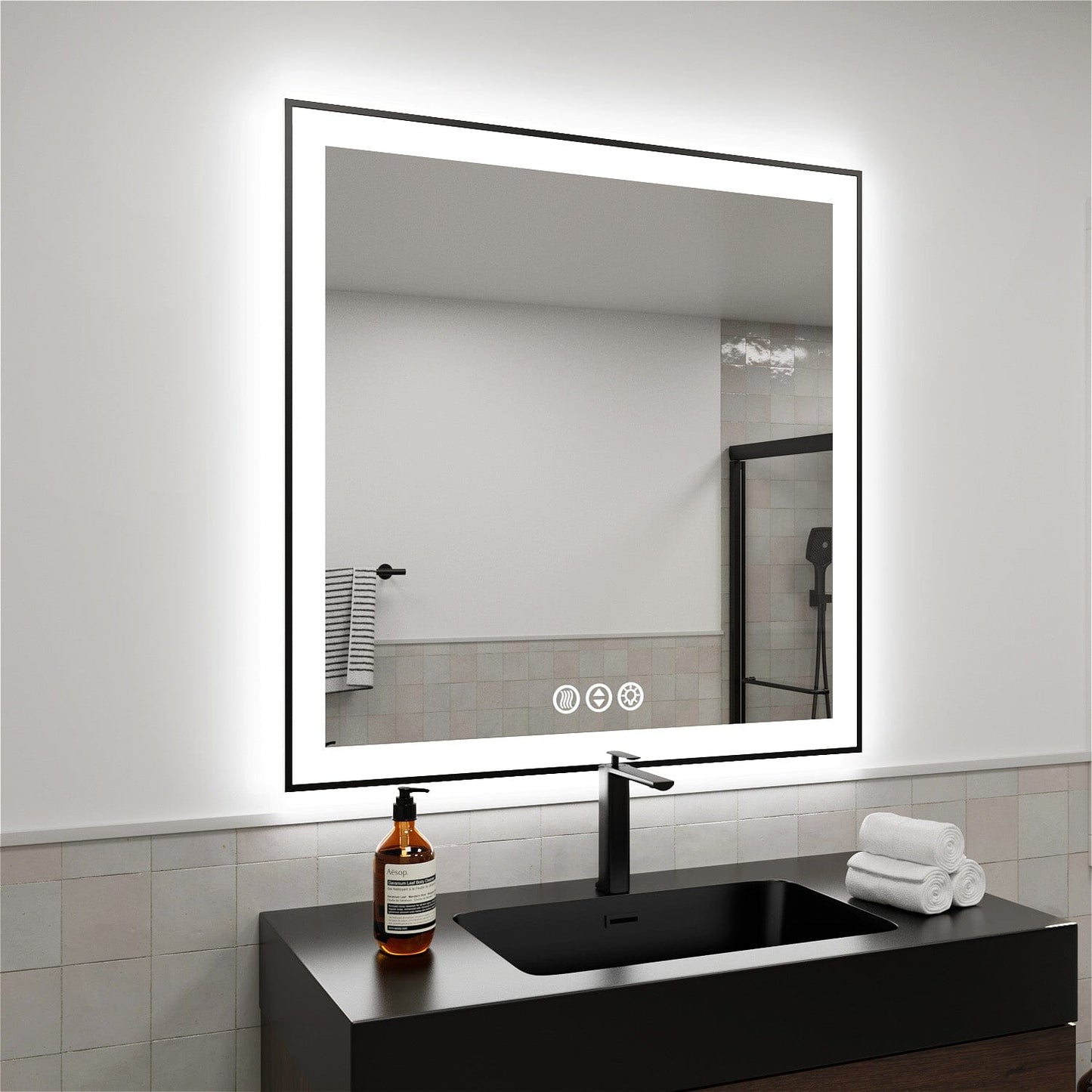 28"/32"/36"/40" LED Bathroom Mirror with Black Frame, Anti-Fog, Shatter-Proof, Memory, 3 Colors