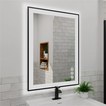 28"/32"/36"/40" LED Bathroom Mirror with Black Frame, Anti-Fog, Shatter-Proof, Memory, 3 Colors