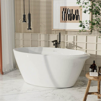 67" Acrylic Oval Modern Freestanding Soaking Bathtub White