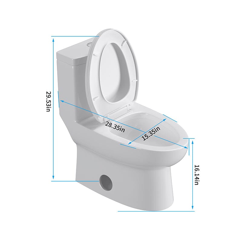 1.1/1.6 GPF Dual Flush Elongated One-Piece Toilet Floor Mount