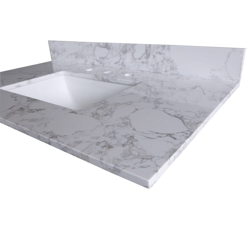 43" carrara white engineered stone vanity top backsplash