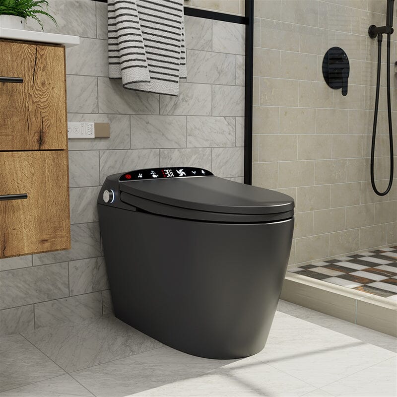 One-Piece Elongated Floor Smart Toilet with Remote Control and Automatic Cover