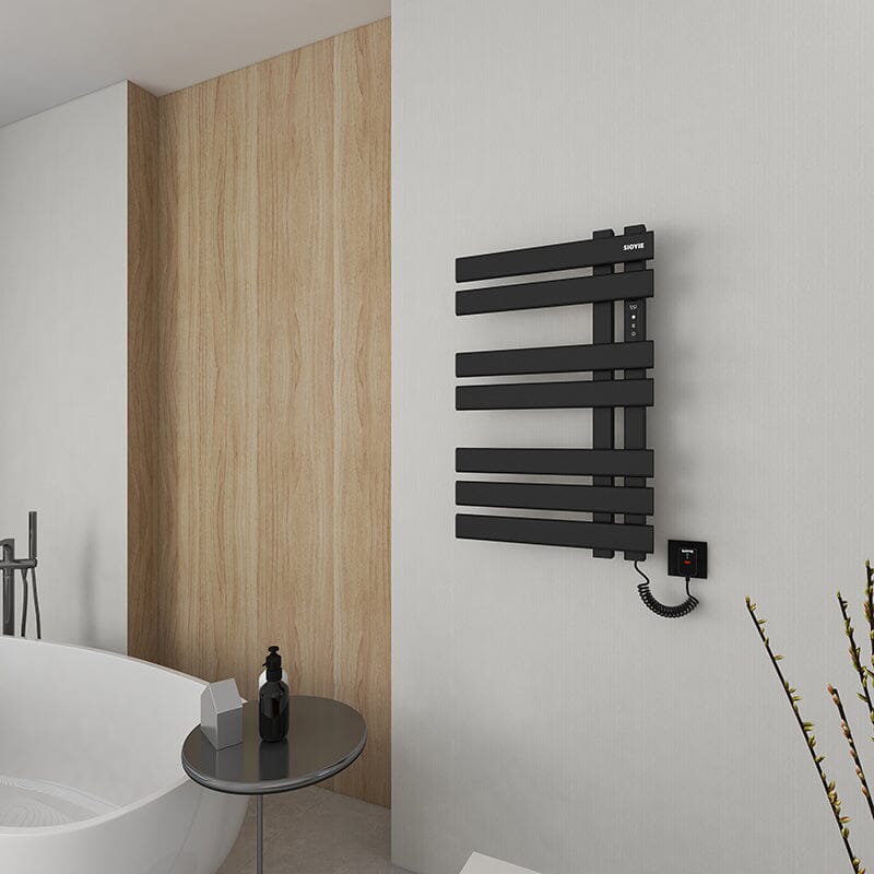 Electric Towel Warmer, Heated Towel Rack with Touch Panel, Timer & Adjustable Temperature, Flat 7 Bar Towel Warmer, Plug-in