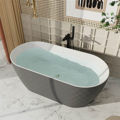 59'' Unique Design Oval Acrylic Bathtub Freestanding Soaking Tub