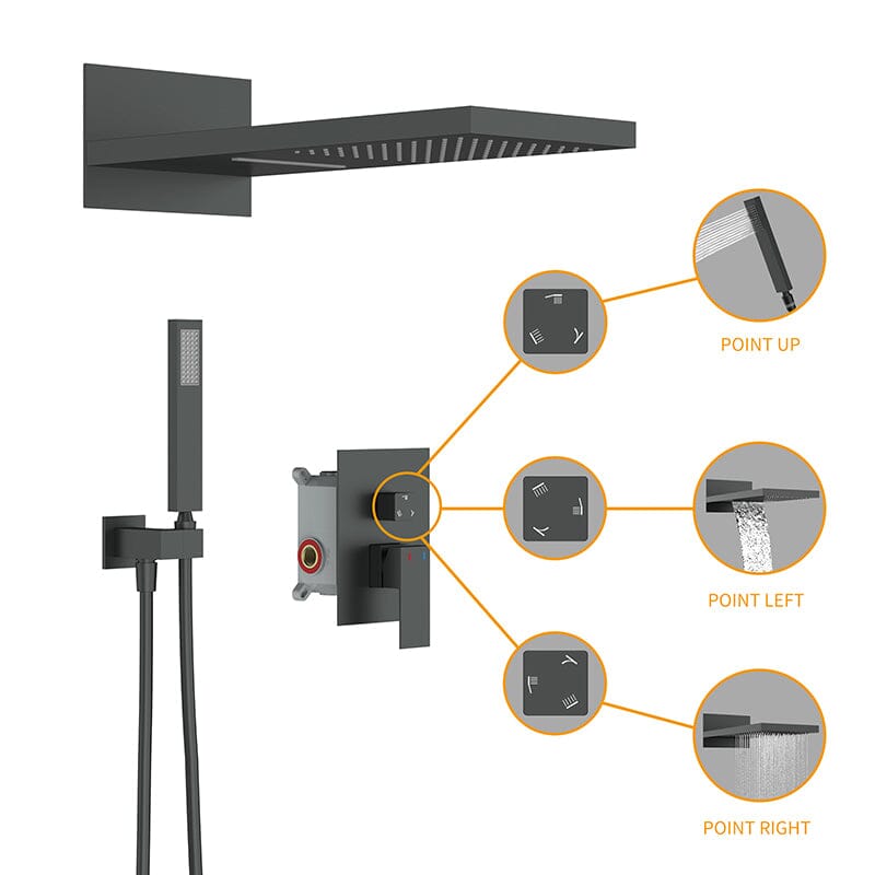 22'' Shower Set Dual Function Waterfall Rainfall Shower Head & Hand Shower