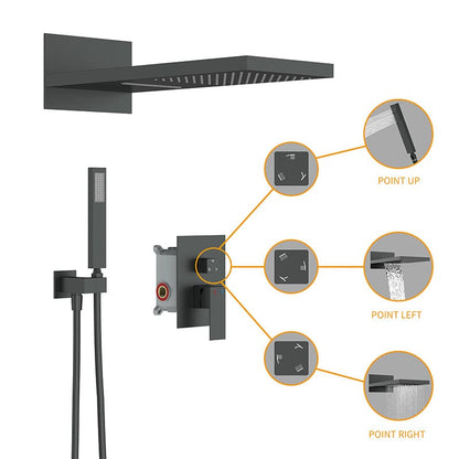 22'' Shower Set Dual Function Waterfall Rainfall Shower Head & Hand Shower