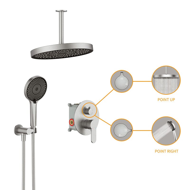 12" Ceiling Mount Round Shower Set with Head Shower & Hand Shower Combo Set