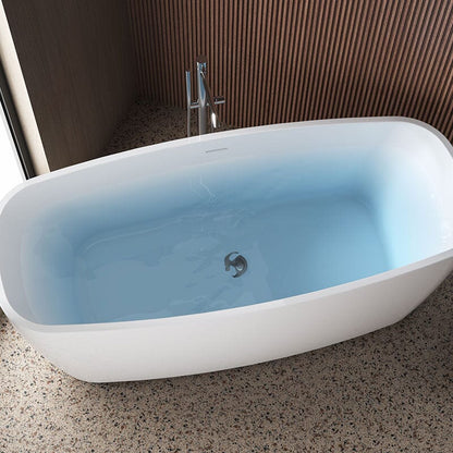 59" Acrylic Square Shape Freestanding Soaking Tub with Overflow & Drain