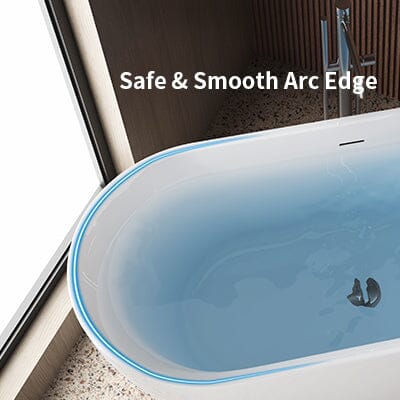 67" Acrylic Oval Large Space Freestanding Soaking Bathtub White